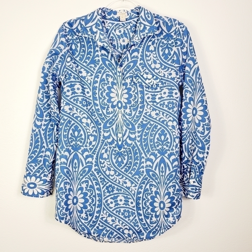 J. CREW PARTIAL BUTTON FRONT TUNIC TOP